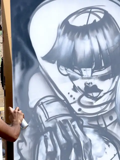 The canvas comes alive with every spray.